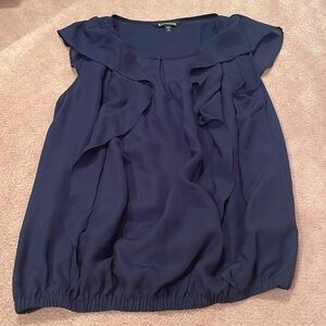 EXPRESS blue ruffle blouse. Size small. LIKE NEW!